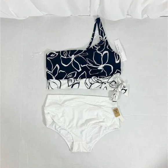 La Blanca NWT Sz 16W Moonlit One Shoulder Top & Pink SzXL White High Rise Bottom - Picture 1 of 4